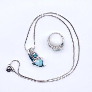 MARAHLAGO CURVA LARIMAR NECKLACE & RING SET